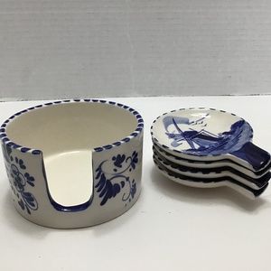 VTG Delft Blue Windmill Ashtray Handpainted Holland Cigarette Holder & Ashtrays